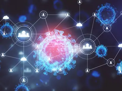 Concept bacteria with data analysis icons - outbreak management